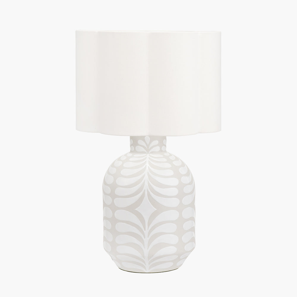 Tania Grey & White Pattern Ceramic Table Lamp - Base Only